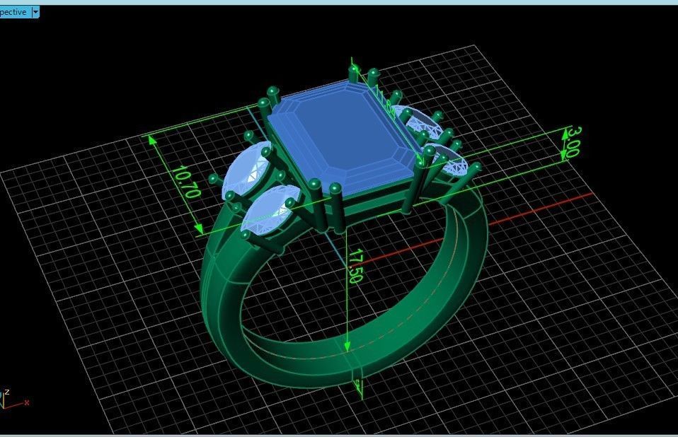 classic ring with emerald and marquise 571 3D print model_36