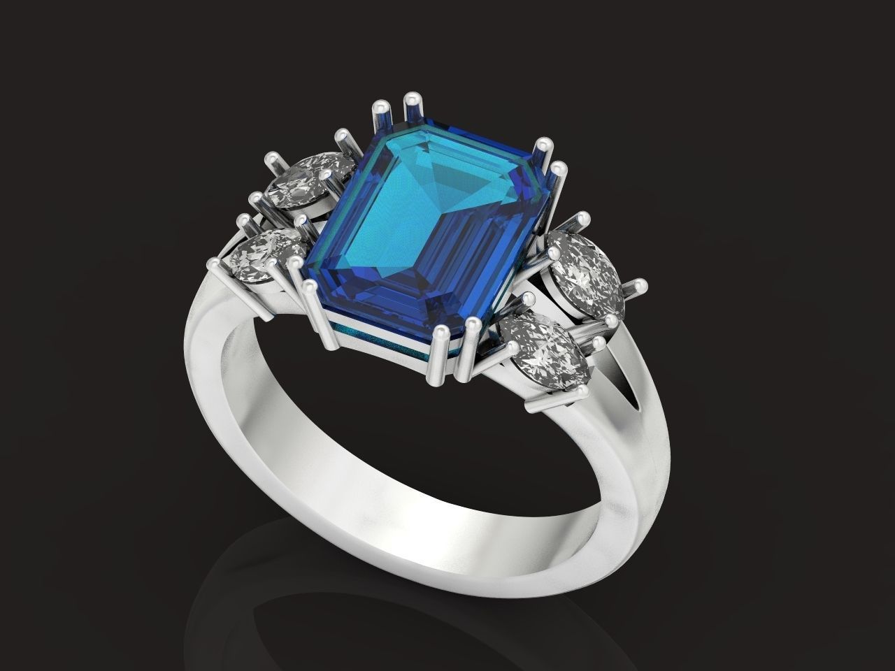 classic ring with emerald and marquise 571 3D print model_14