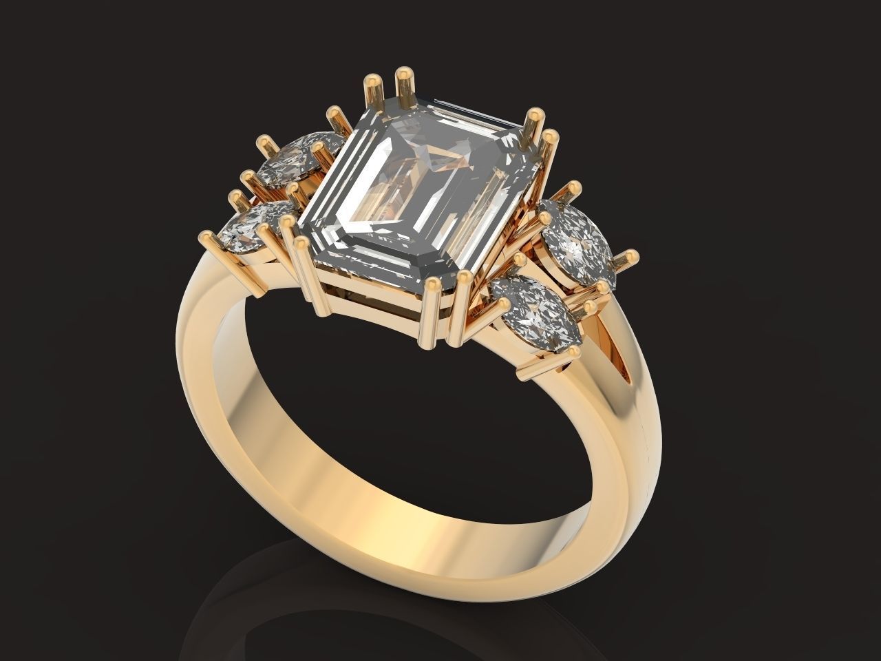 classic ring with emerald and marquise 571 3D print model_10
