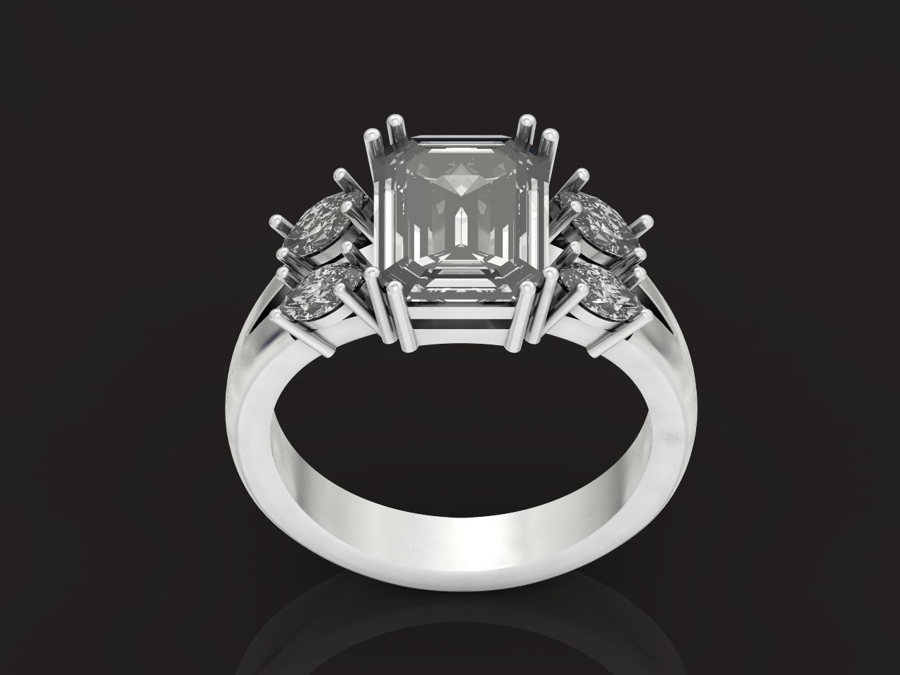 classic ring with emerald and marquise 571 3D print model_8