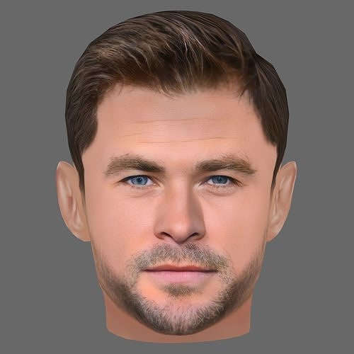 Chris Hemsworth Head - Low poly head for game Low-poly 3D model