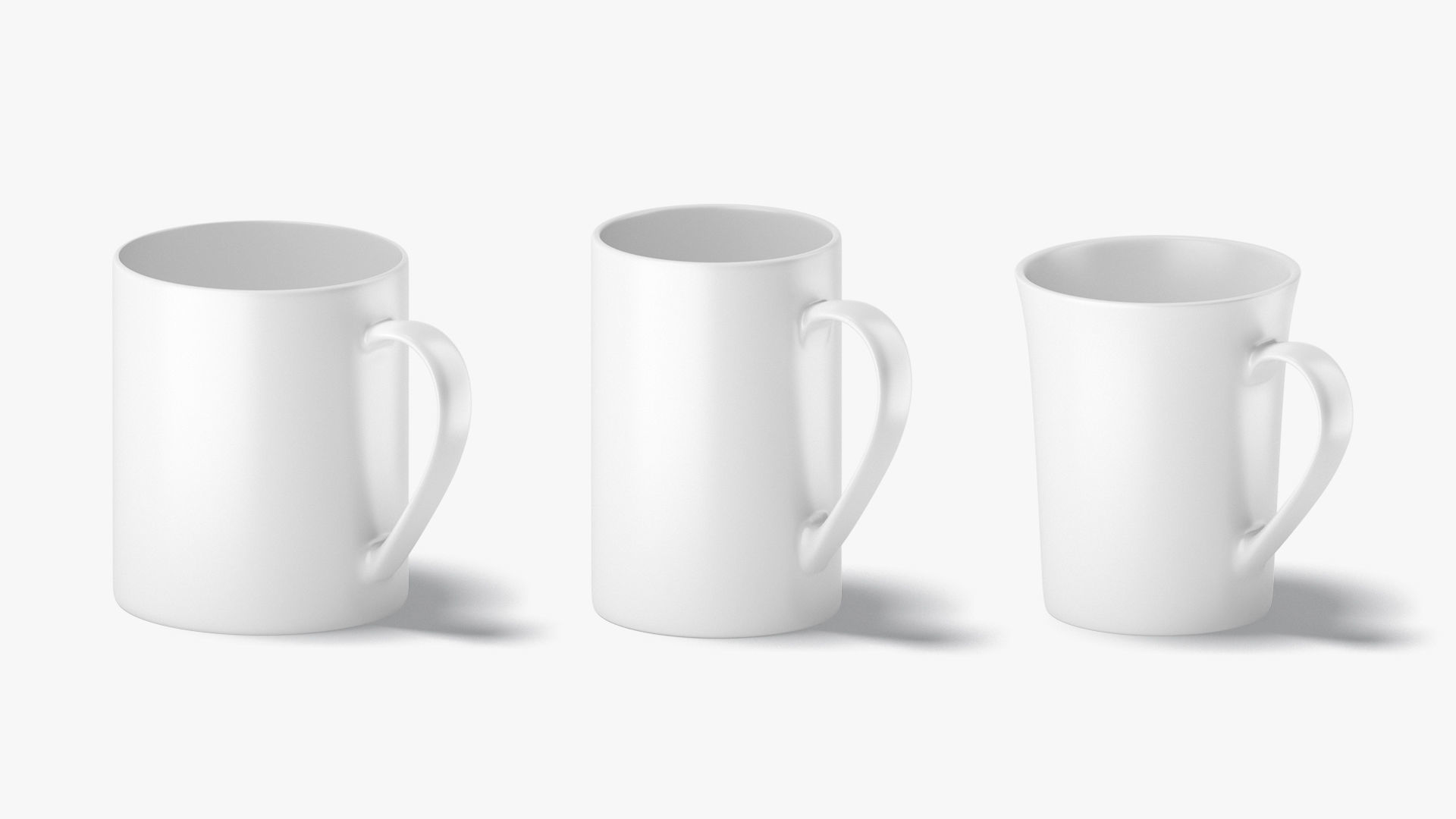 18 Ceramic Mugs Shapes - white cups different forms and sizes Low-poly 3D model_2
