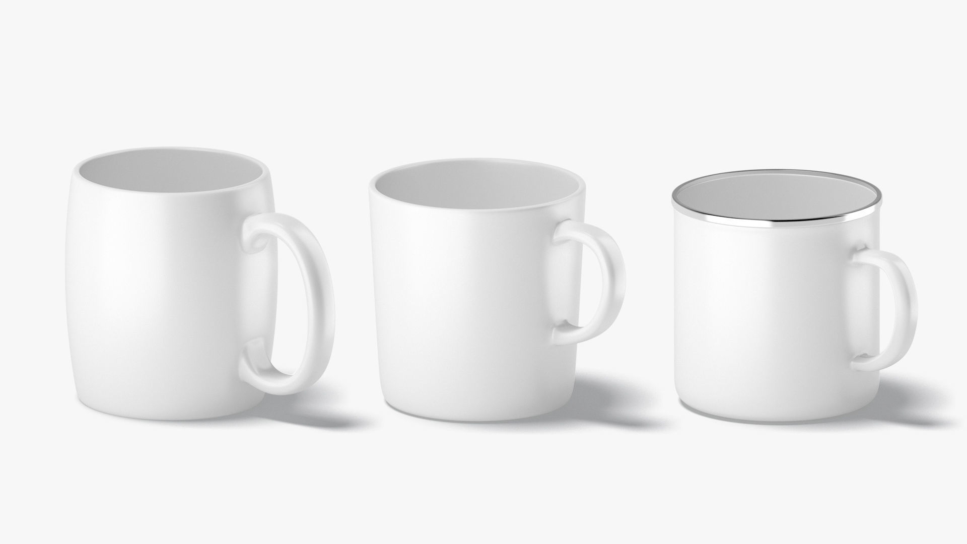 18 Ceramic Mugs Shapes - white cups different forms and sizes Low-poly 3D model_4