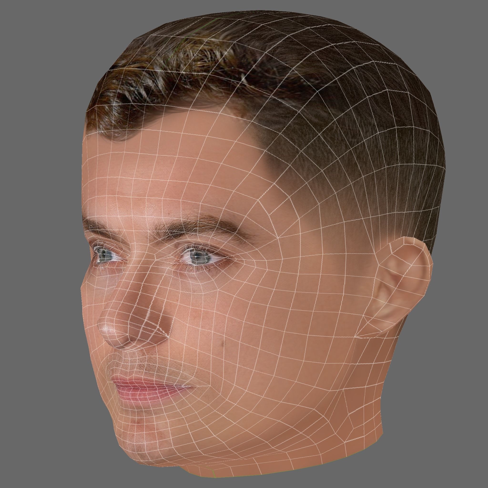 Jude Law Head - Low poly head for game Low-poly 3D model_7