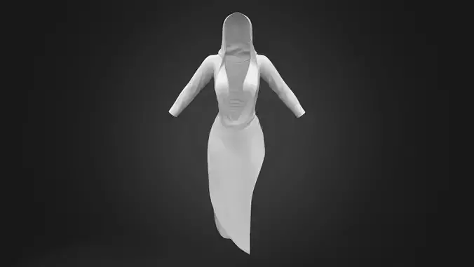 Deep Cleavage Cowl Front Asymmetric Skirt Hooded Popstar Dress