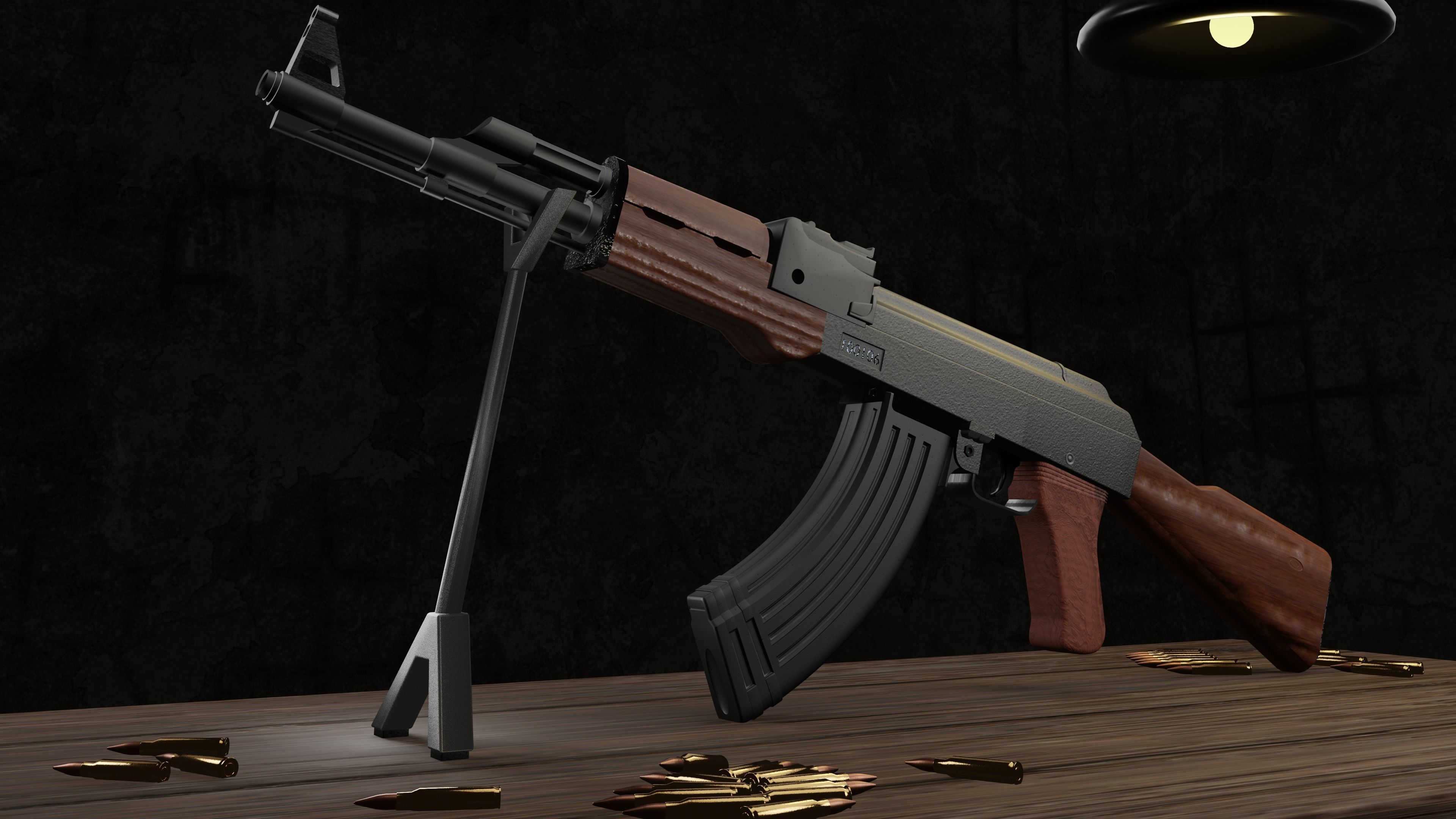 AK-47 3D MODEL ak - rifle Low-poly 3D model_2