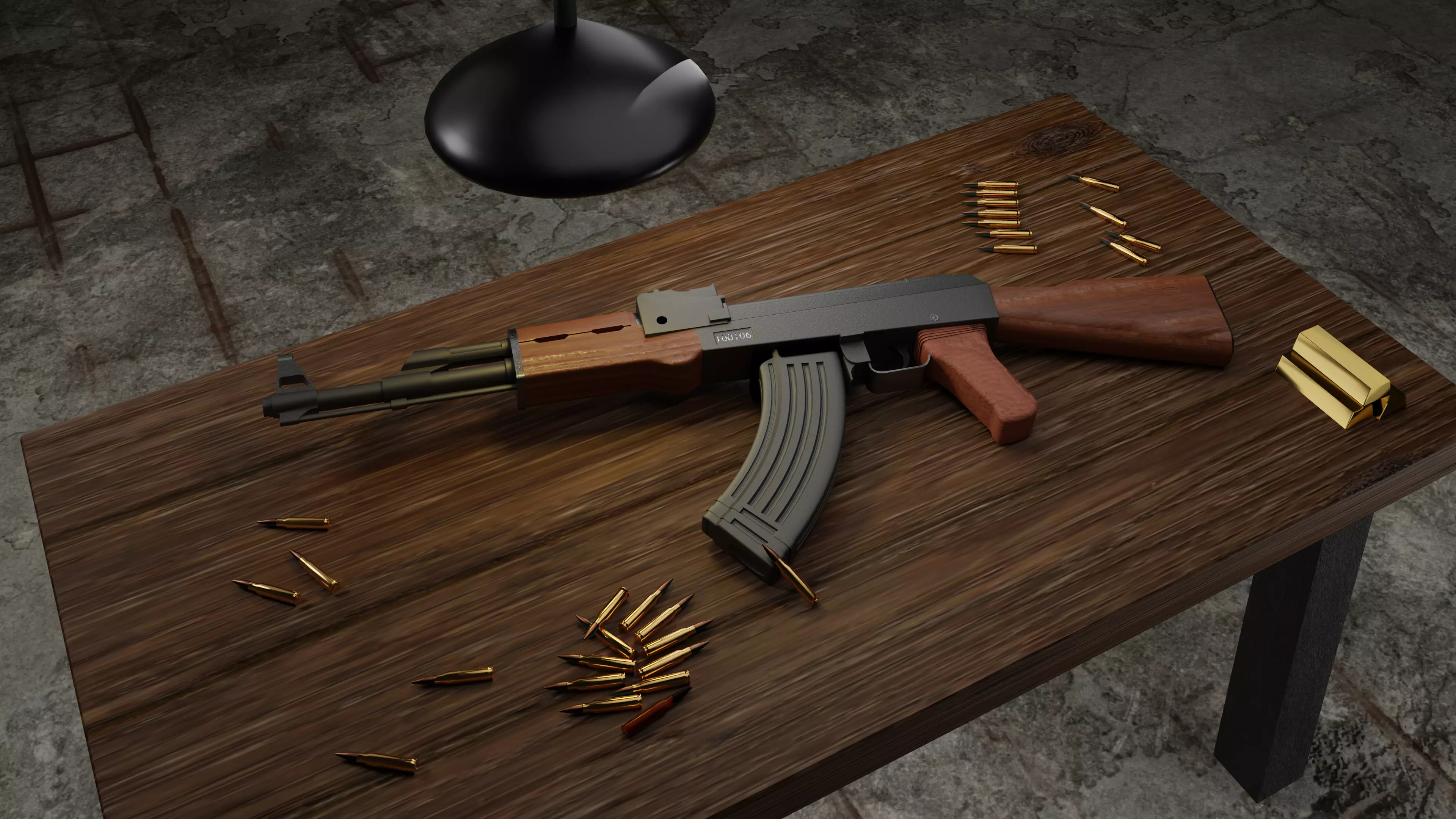 AK-47 3D MODEL ak - rifle Low-poly 3D model_0
