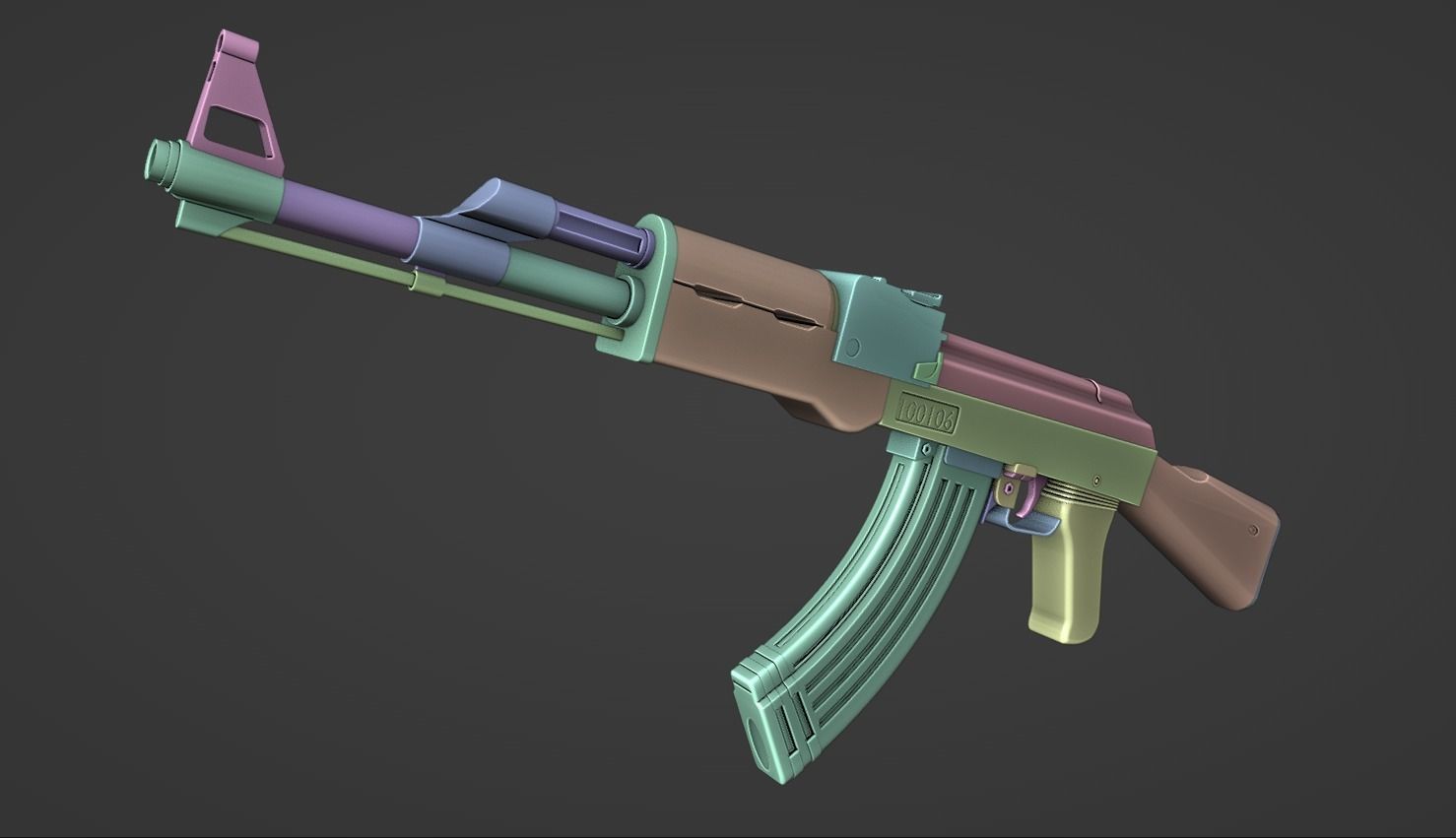 AK-47 3D MODEL ak - rifle Low-poly 3D model_10
