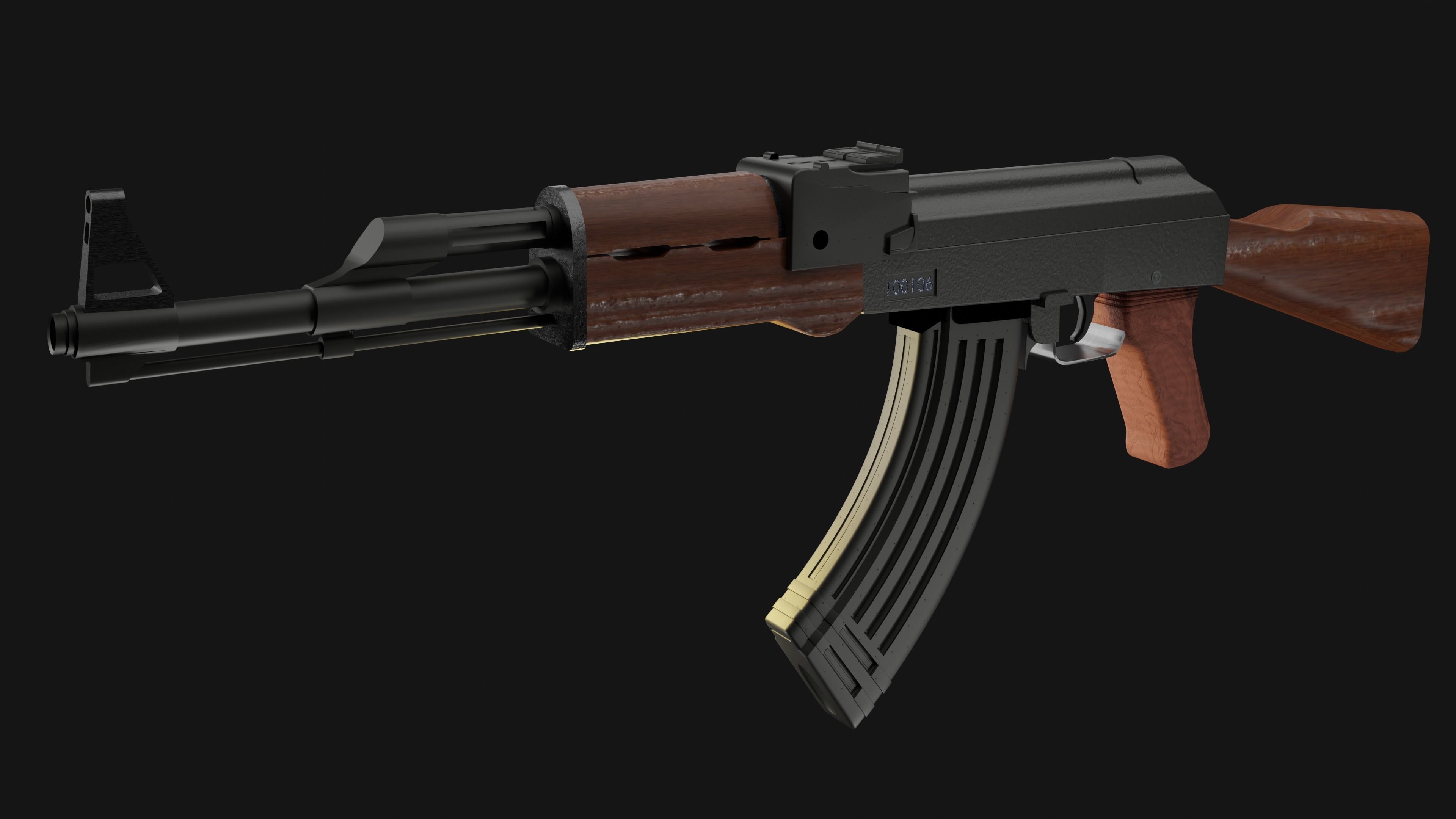 AK-47 3D MODEL ak - rifle Low-poly 3D model_3