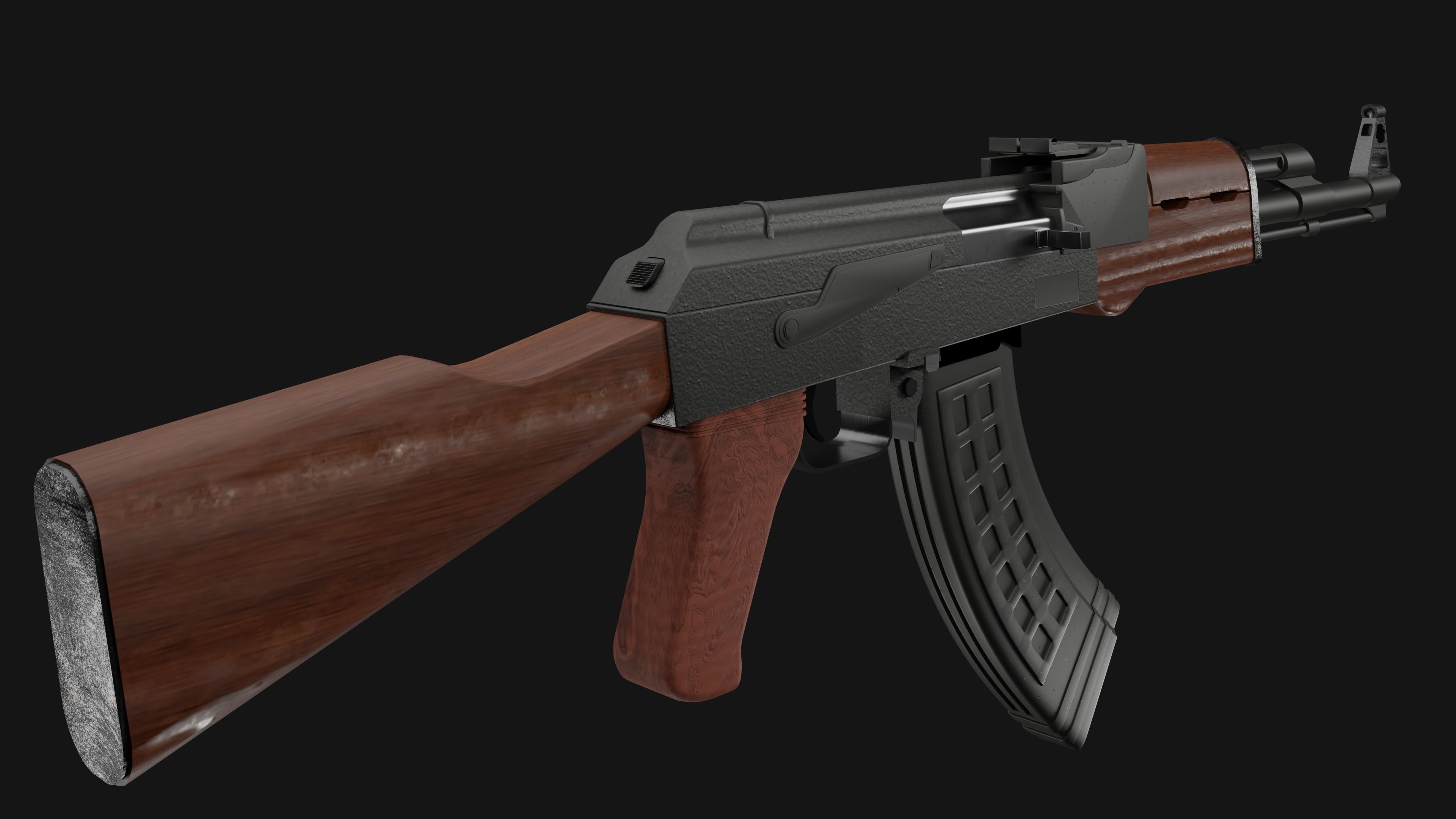 AK-47 3D MODEL ak - rifle Low-poly 3D model_4