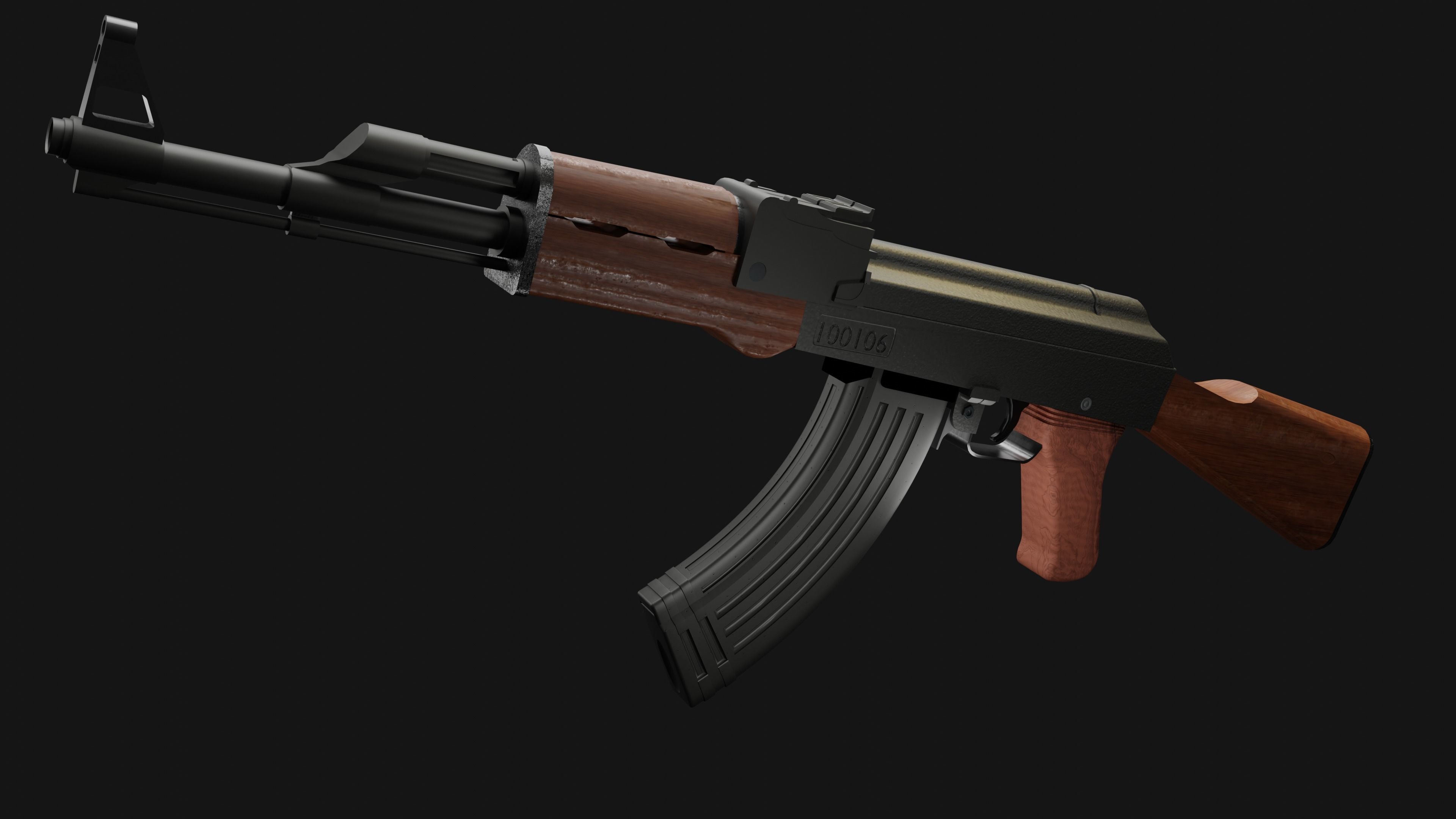 AK-47 3D MODEL ak - rifle Low-poly 3D model_7