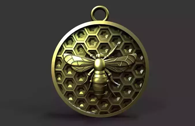 honeycomb bee pendant  3D print model