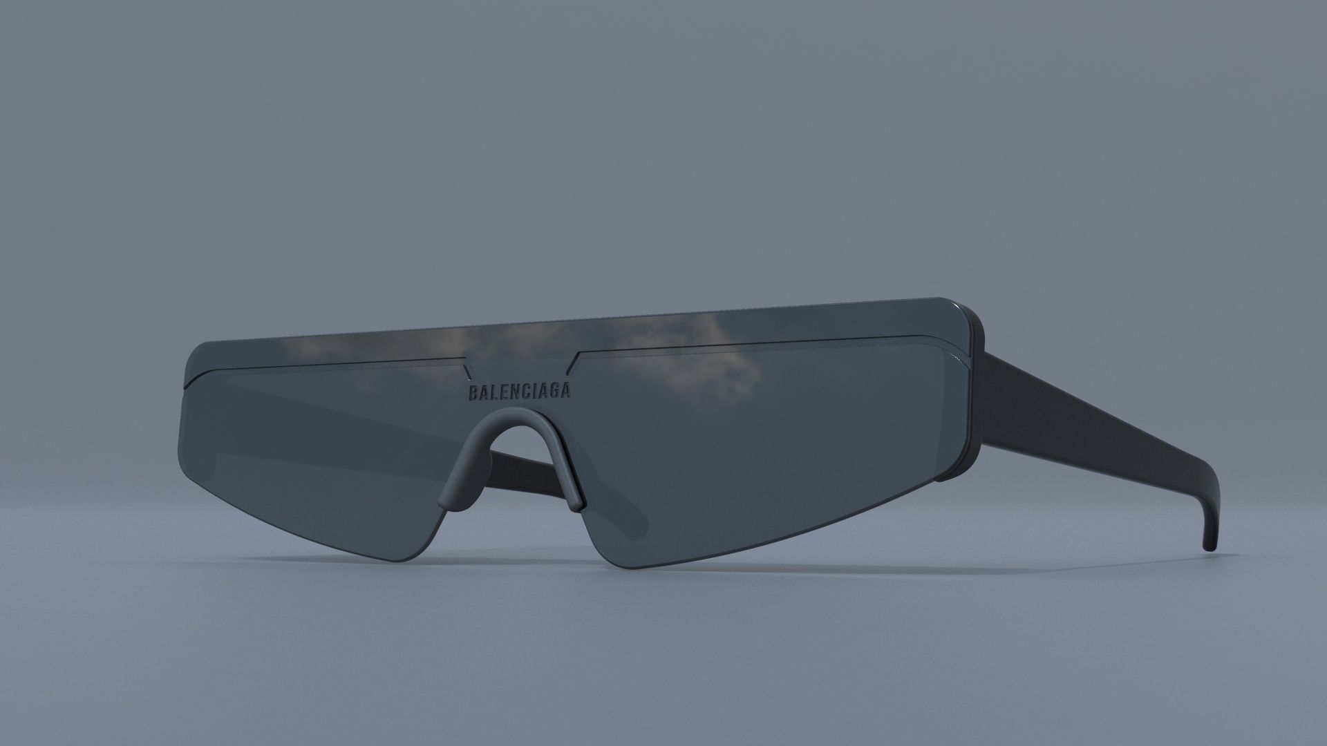 Balenciaga ski rectangle sun glasses 3D model_7