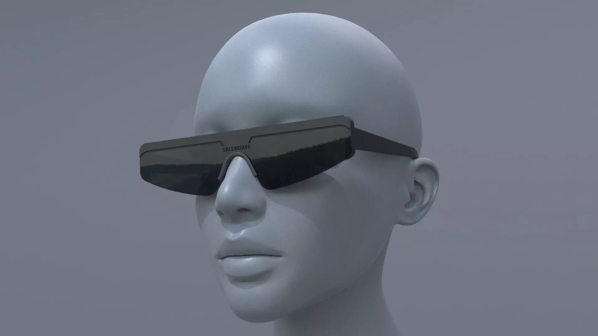 Balenciaga ski rectangle sun glasses 3D model_0