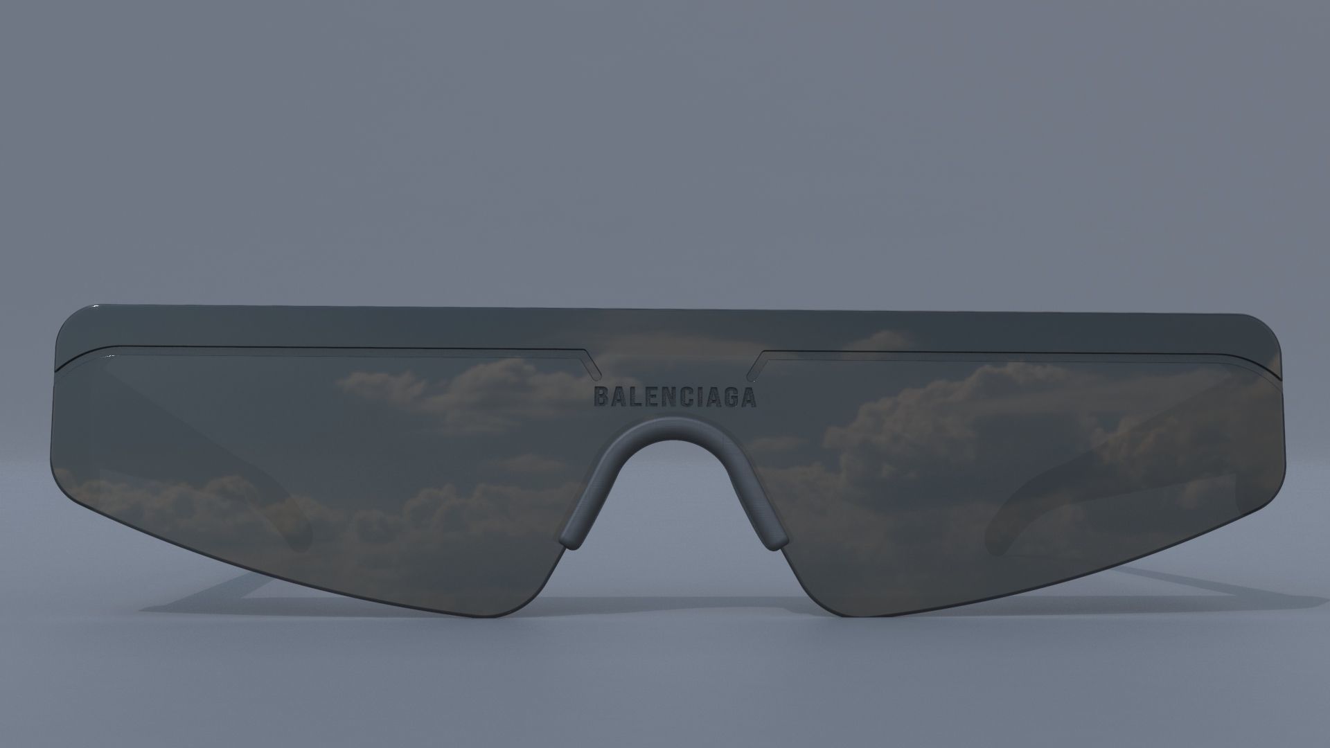 Balenciaga ski rectangle sun glasses 3D model_11