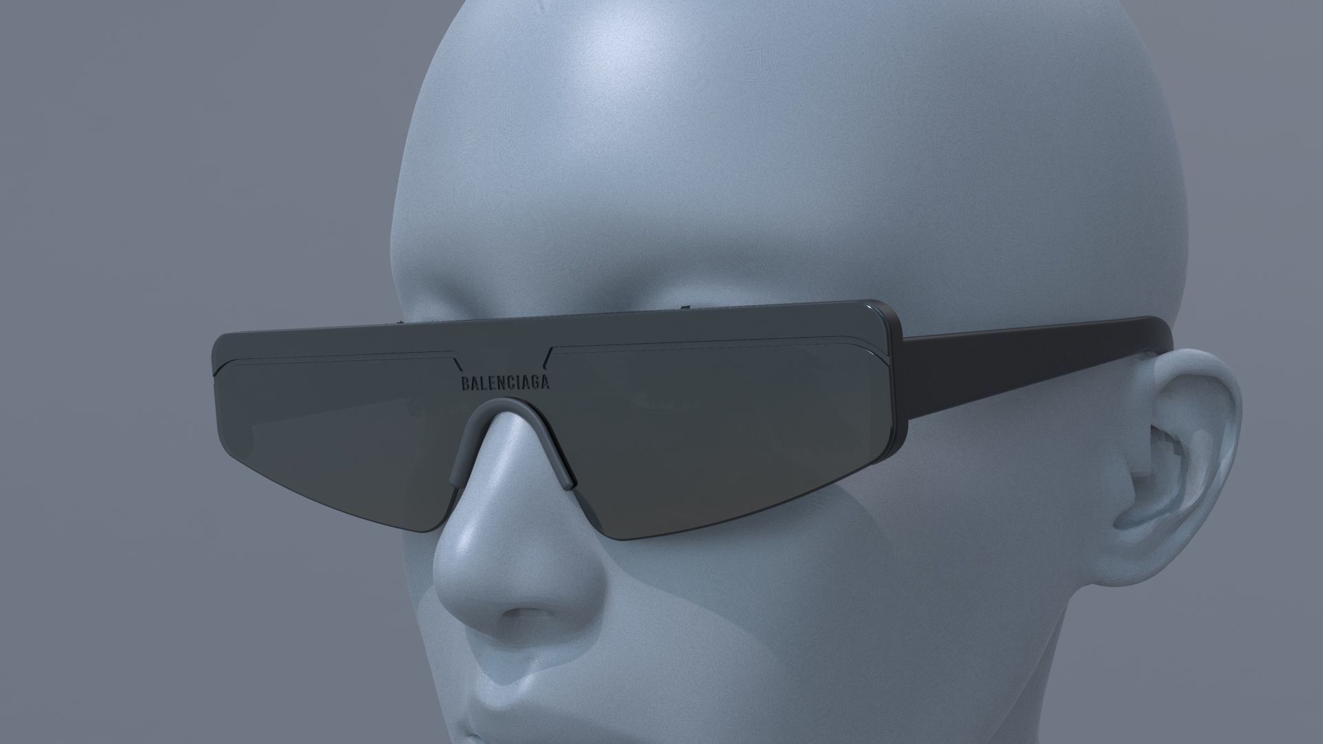 Balenciaga ski rectangle sun glasses 3D model_4