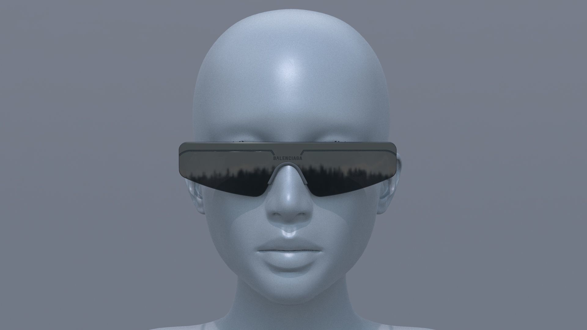 Balenciaga ski rectangle sun glasses 3D model_2