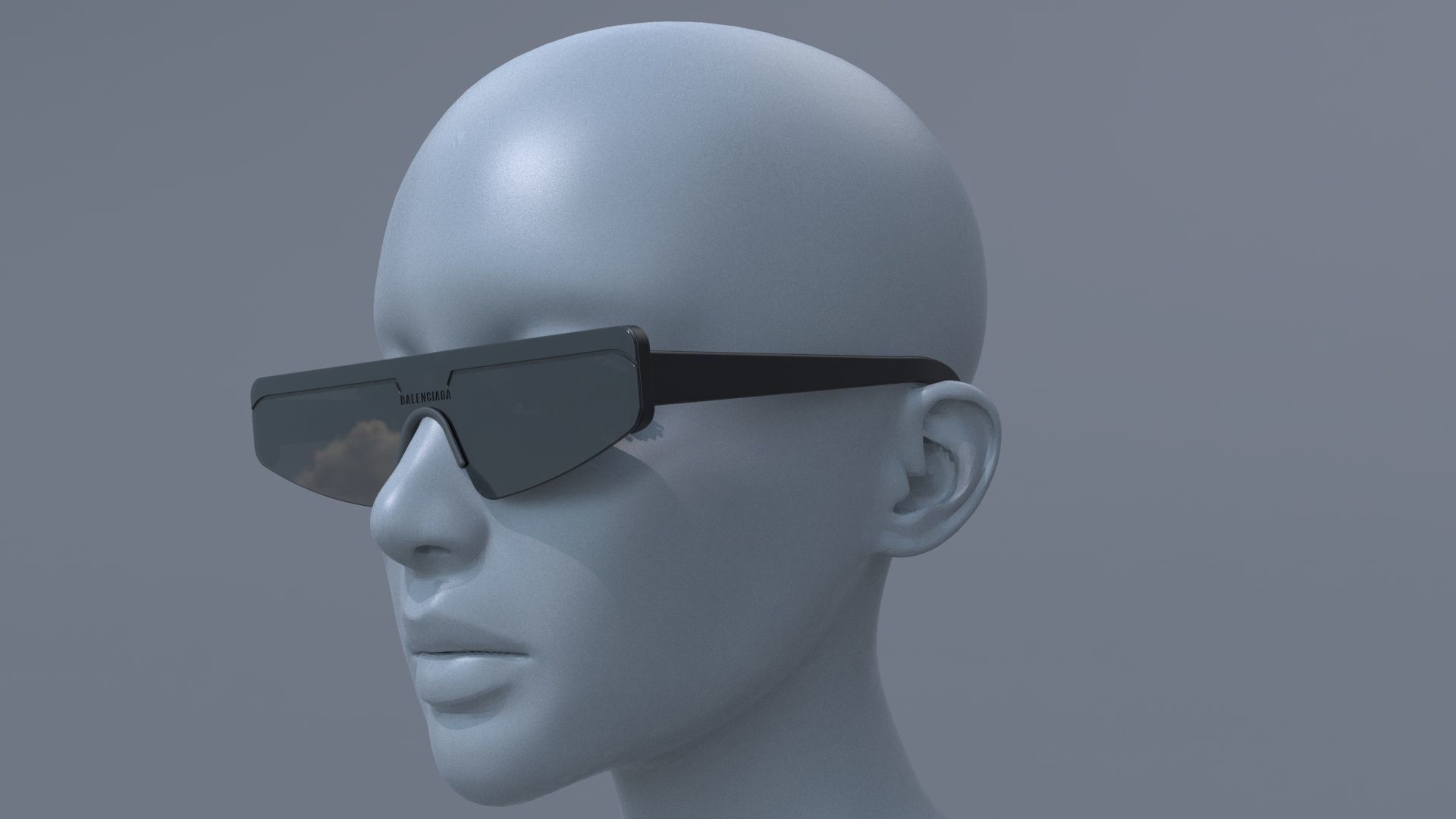 Balenciaga ski rectangle sun glasses 3D model_3