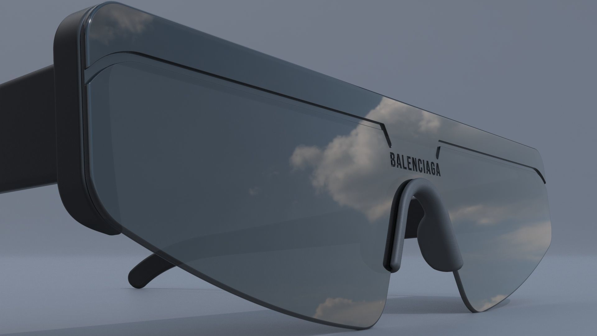 Balenciaga ski rectangle sun glasses 3D model_12