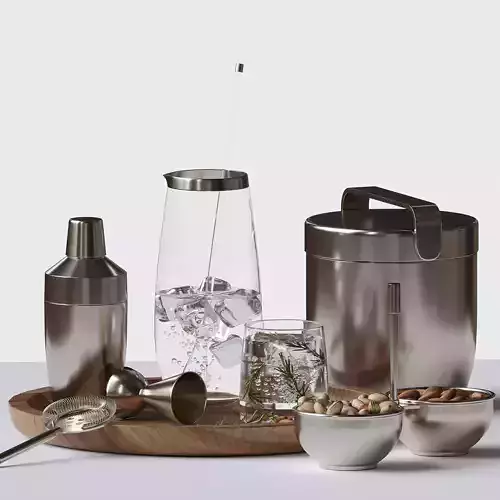 cocktail set in stainless steel 3D model