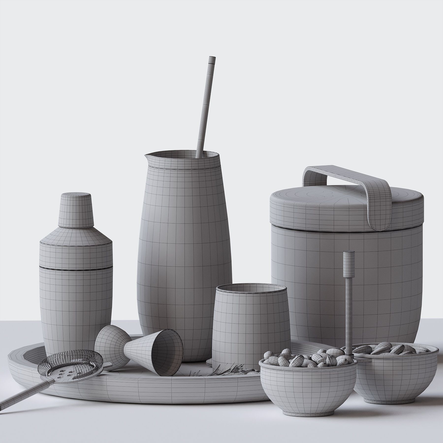 cocktail set in stainless steel 3D model_2
