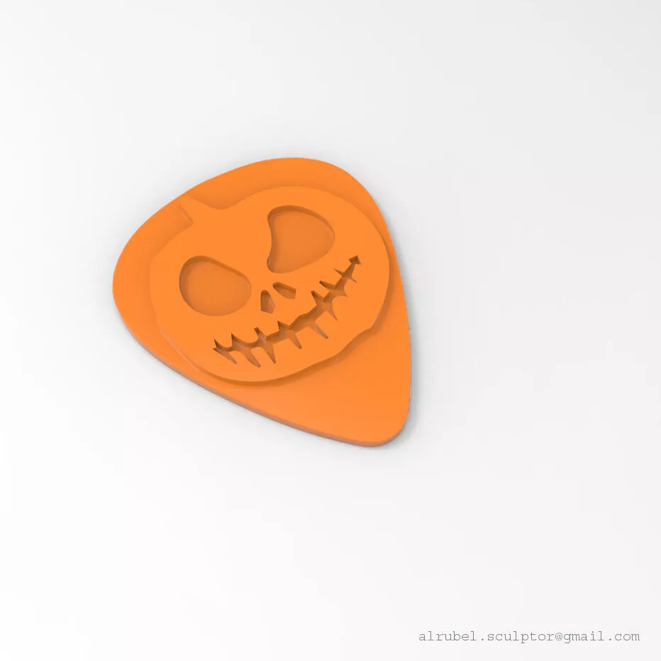 halloween pumpkin guitar pick 3D print model