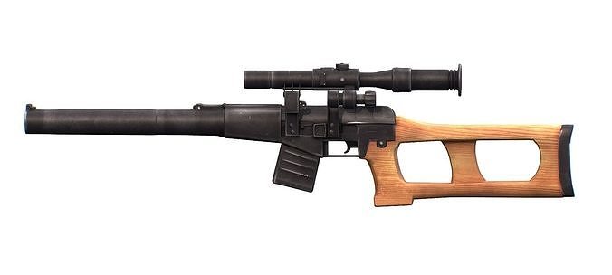 Silent Sniper Rifle Vintorez GRAU - 6P29 Low-poly 3D model