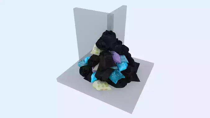 Big Garbage bags pile in street corner