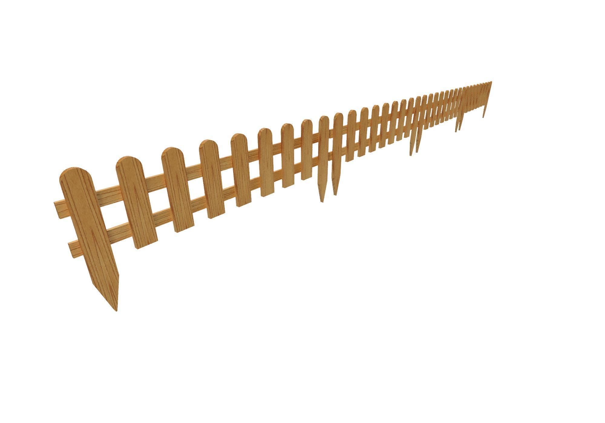 Wooden garden border 3D model_4