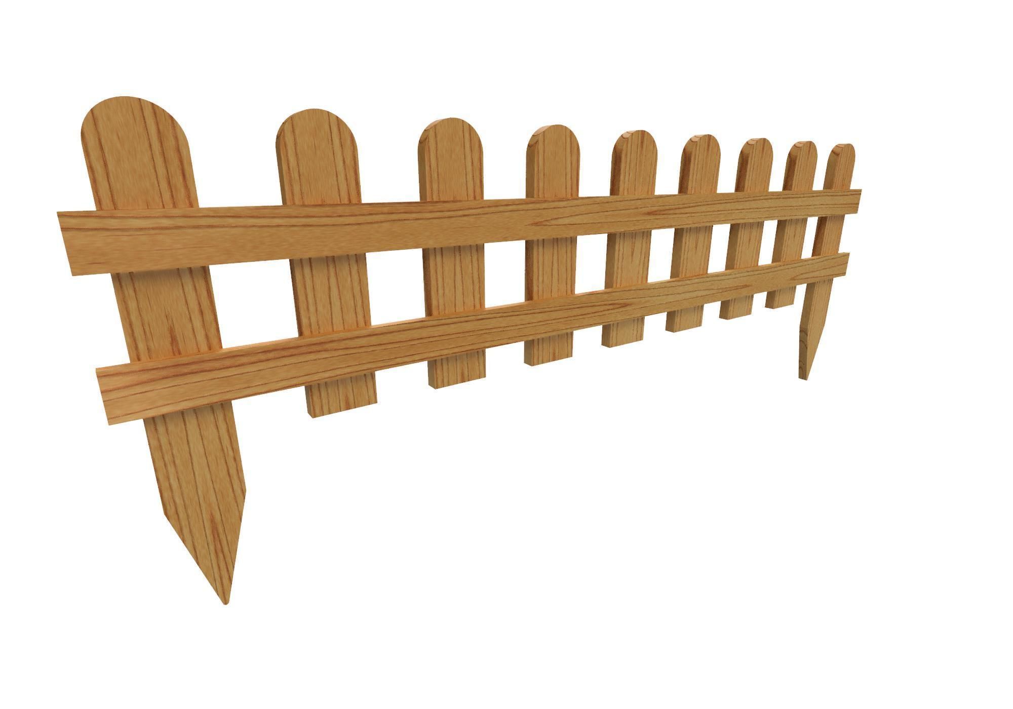Wooden garden border 3D model_2