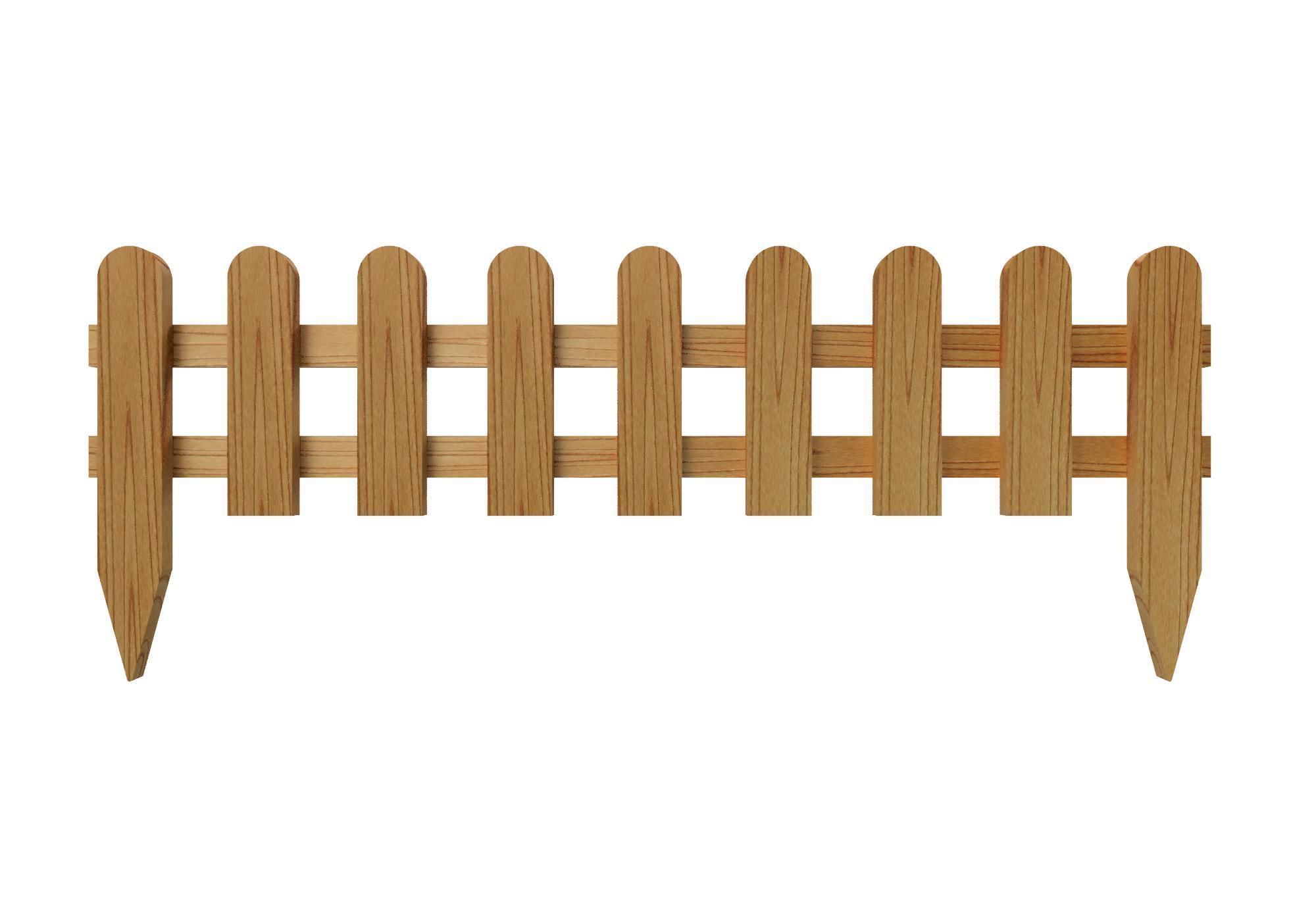 Wooden garden border 3D model_1