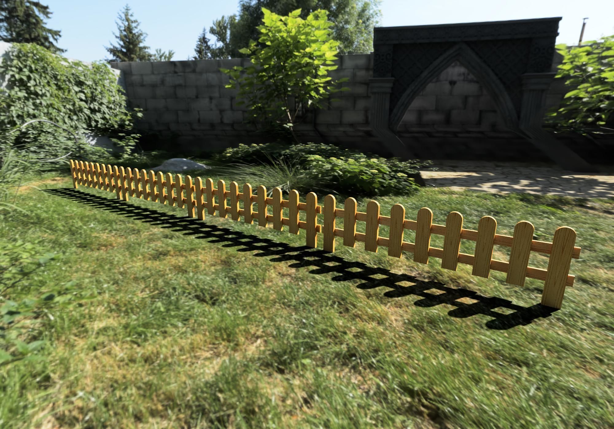 Wooden garden border 3D model_6
