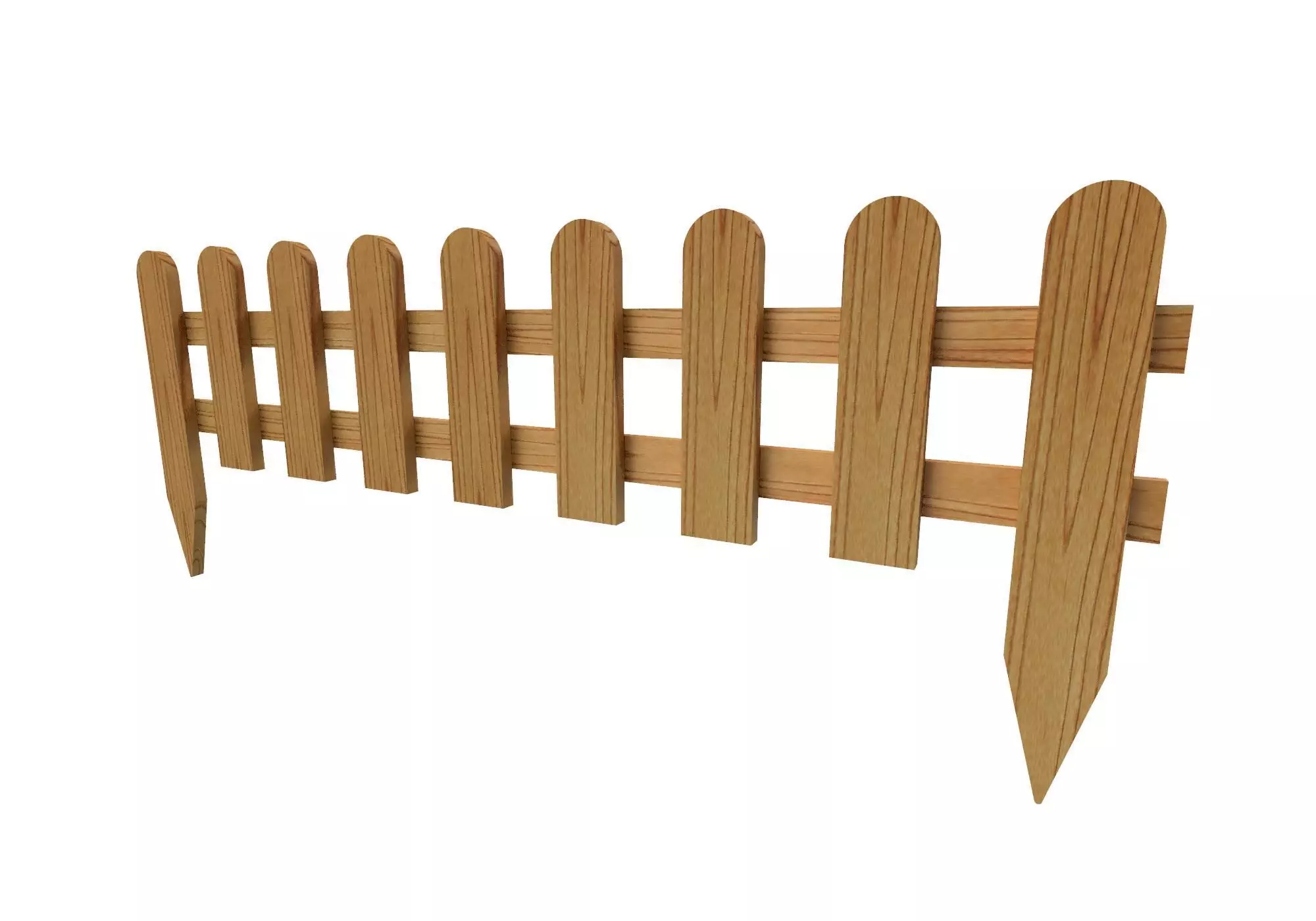 Wooden garden border 3D model_0