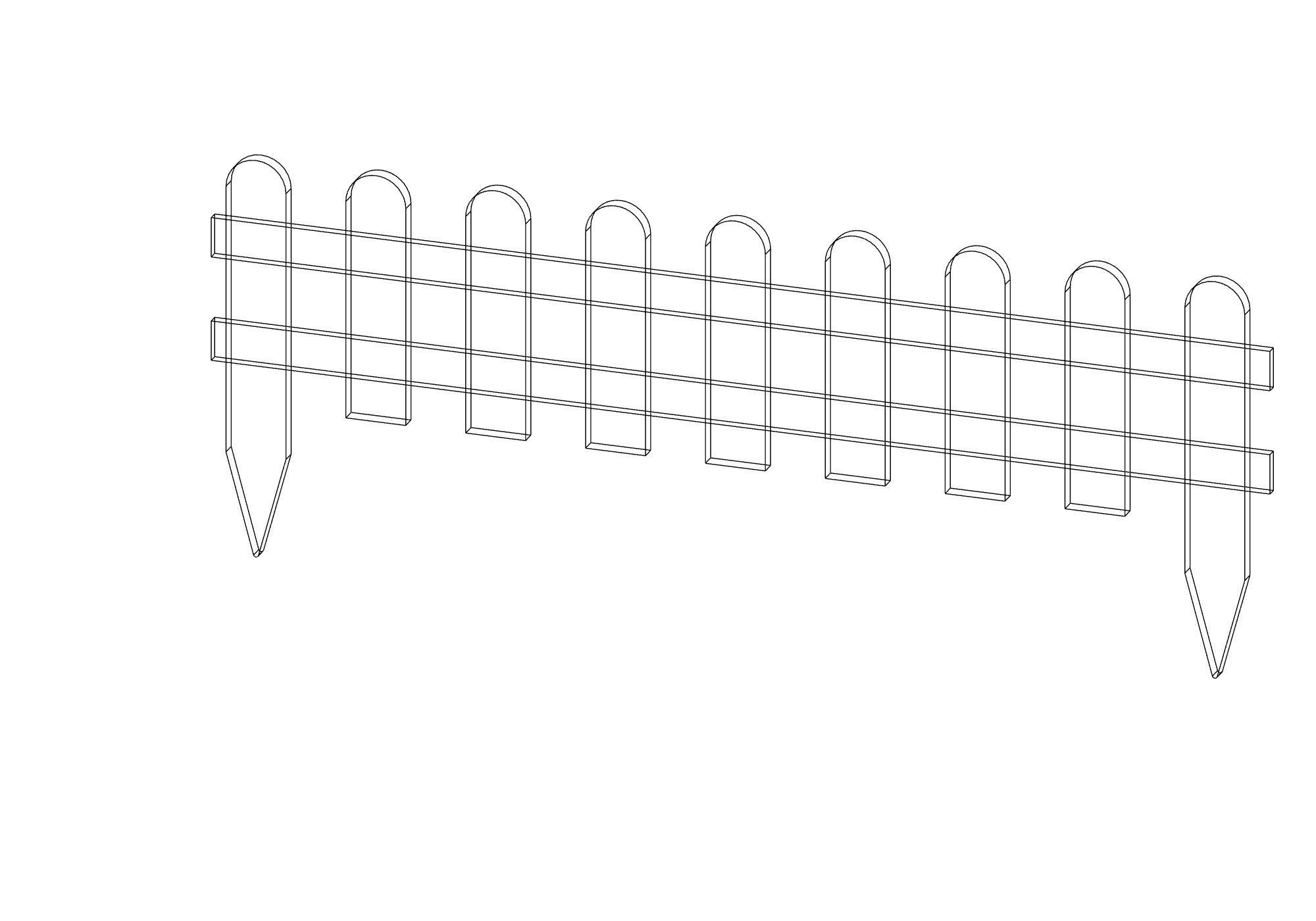 Wooden garden border 3D model_5