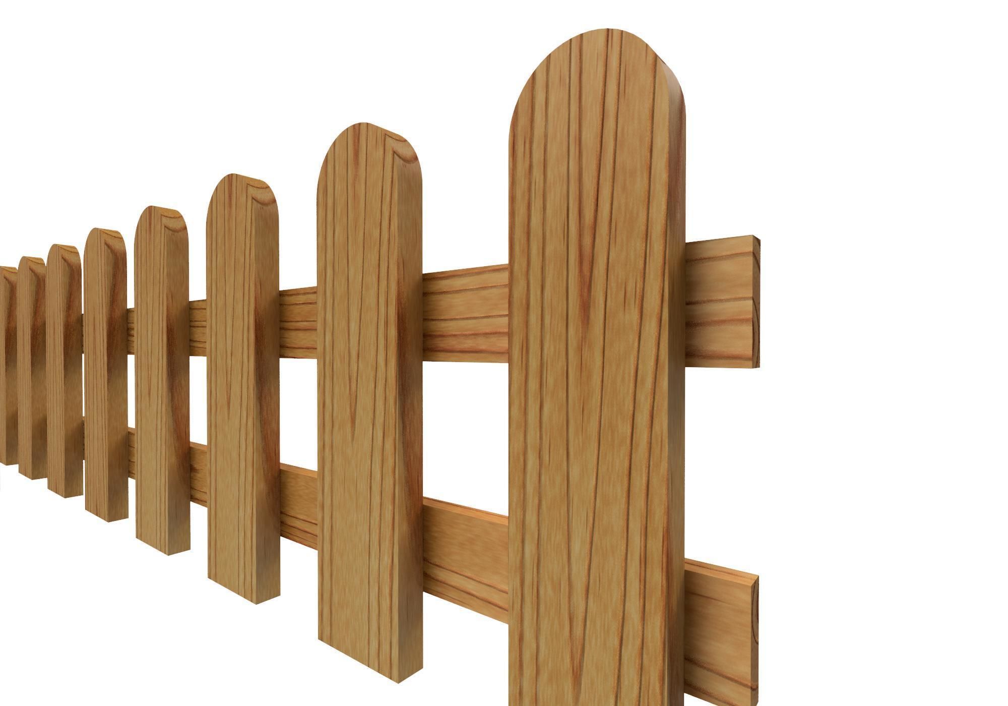 Wooden garden border 3D model_3