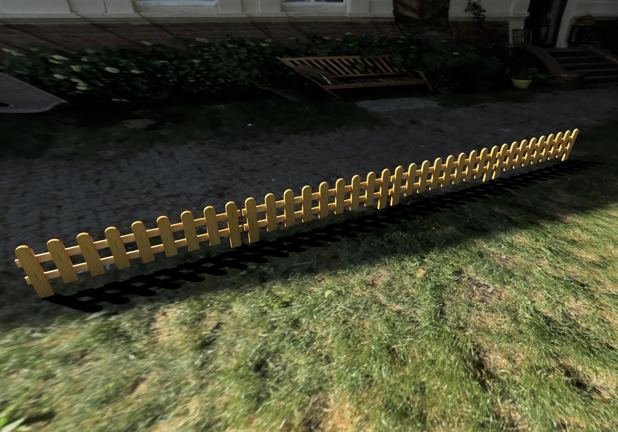 Wooden garden border 3D model_7