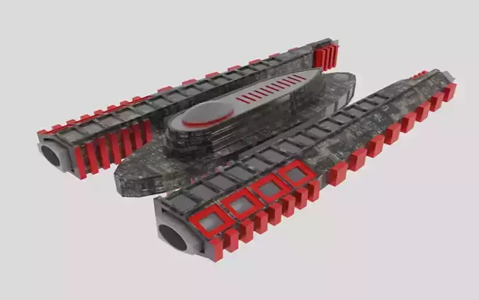 Es-1000 Spaceship  Low-poly 3D model