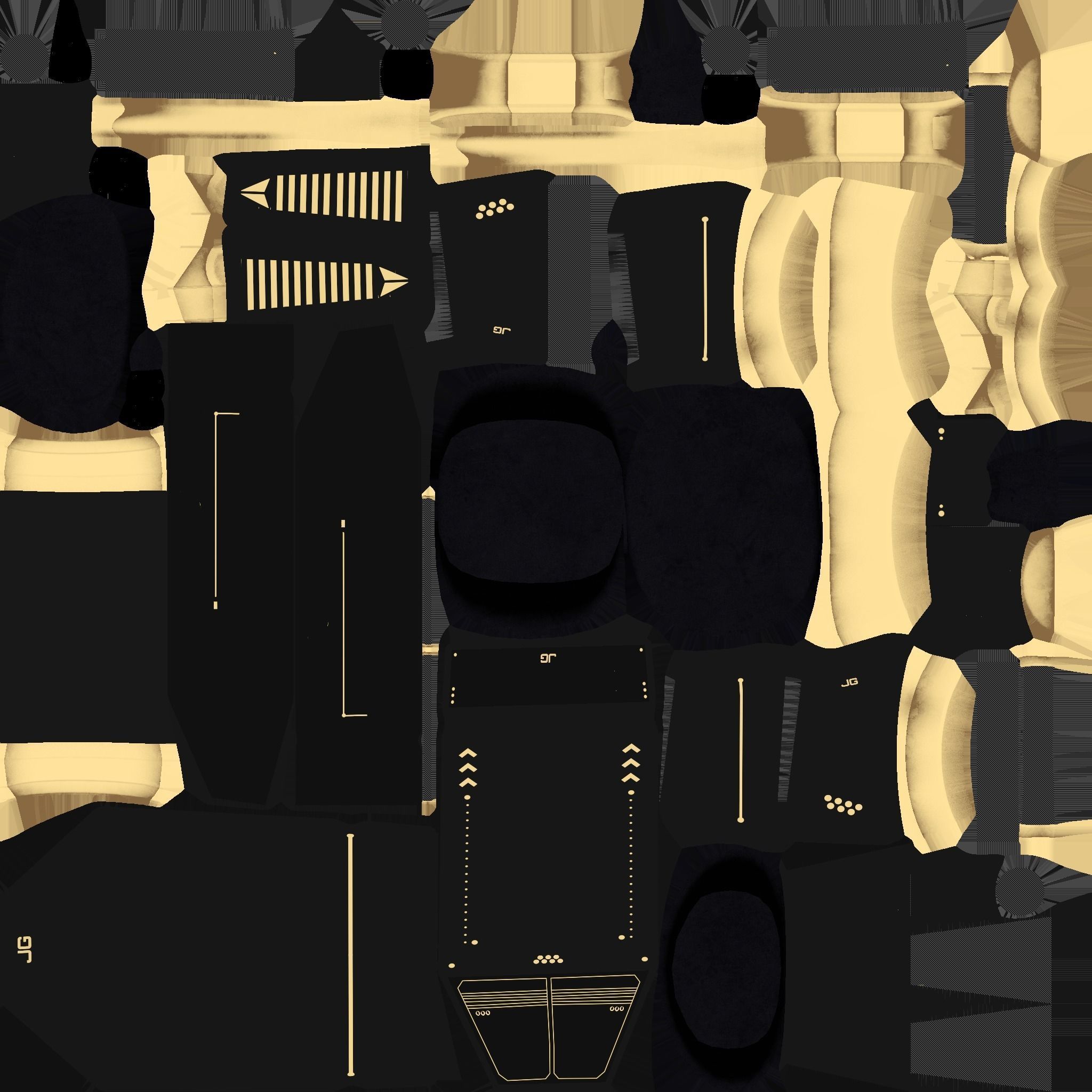 Jetpack G02 Black Golden - SciFi Character Design Low-poly 3D model_21