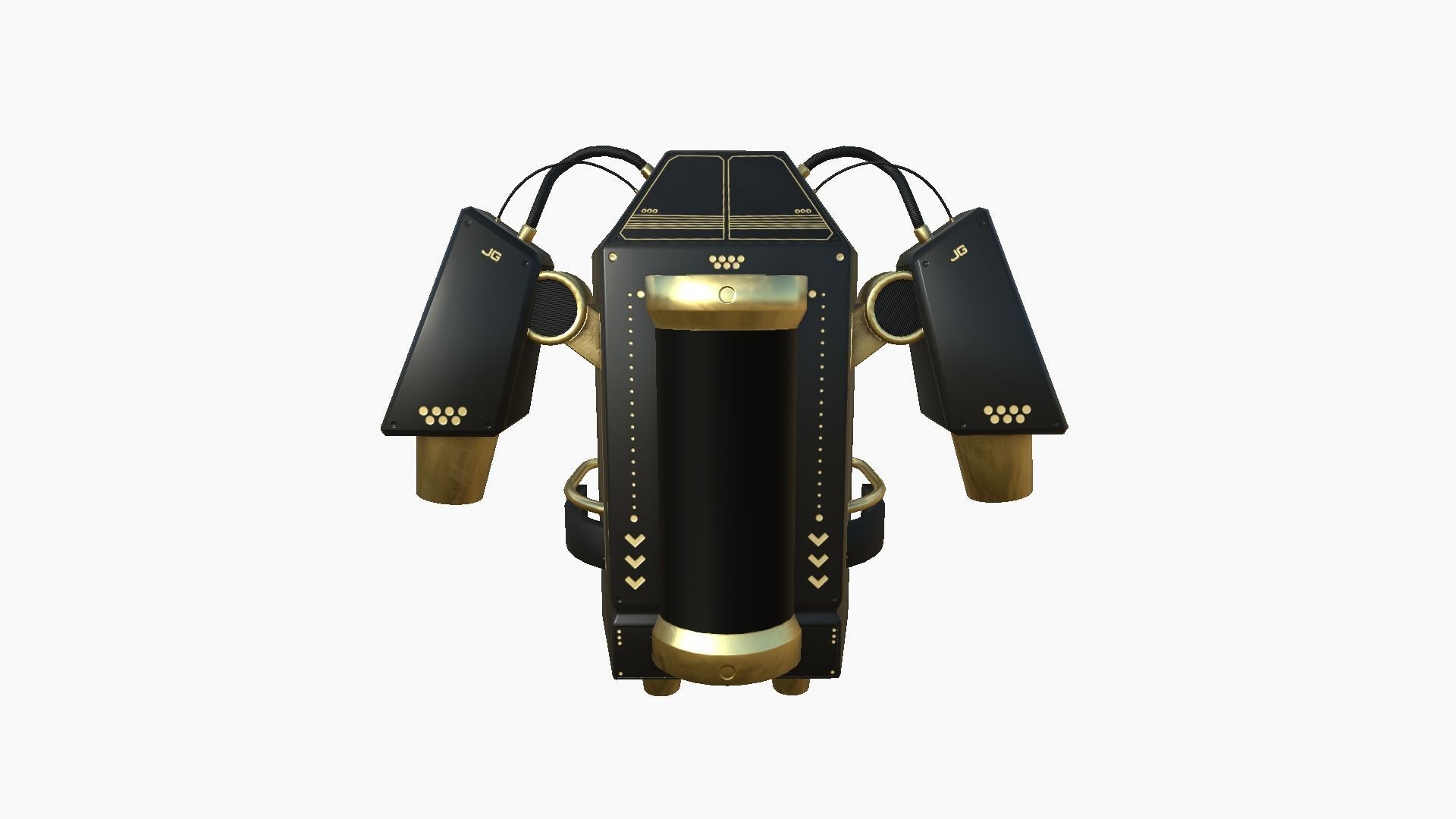 Jetpack G02 Black Golden - SciFi Character Design Low-poly 3D model_1