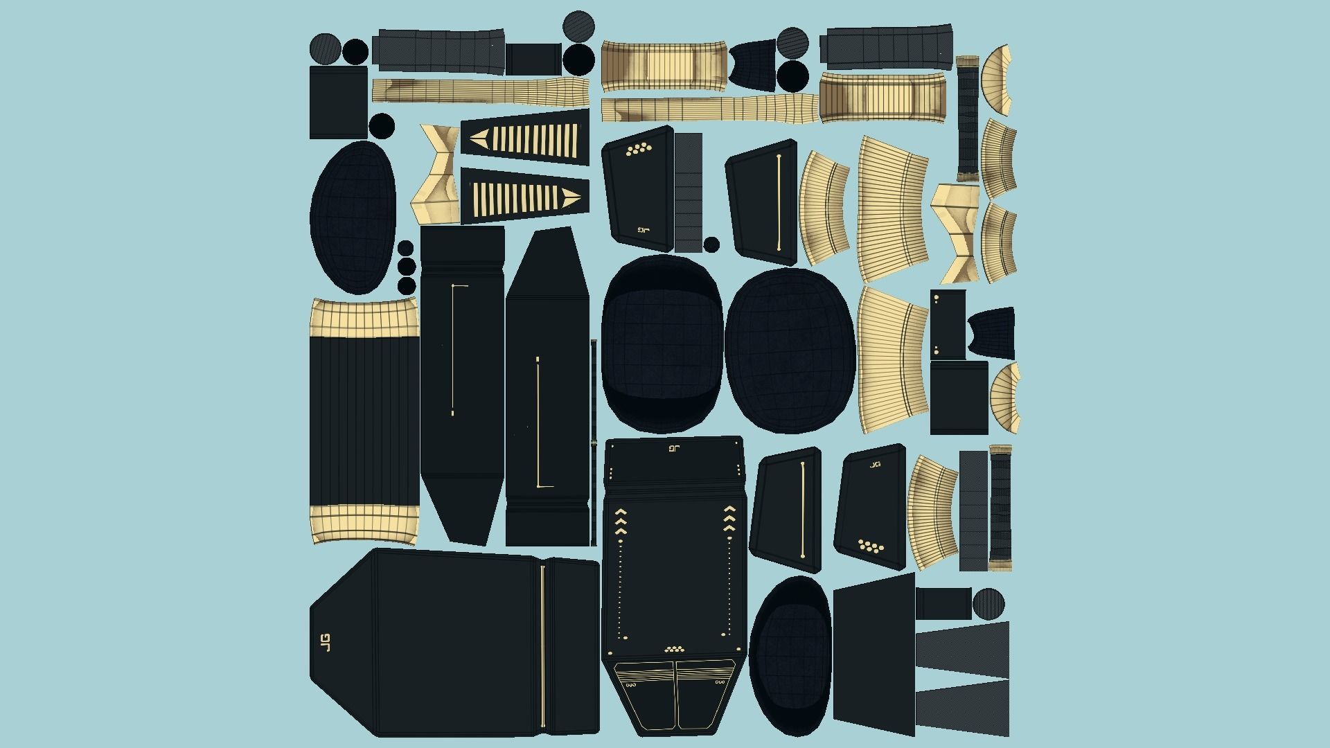 Jetpack G02 Black Golden - SciFi Character Design Low-poly 3D model_5