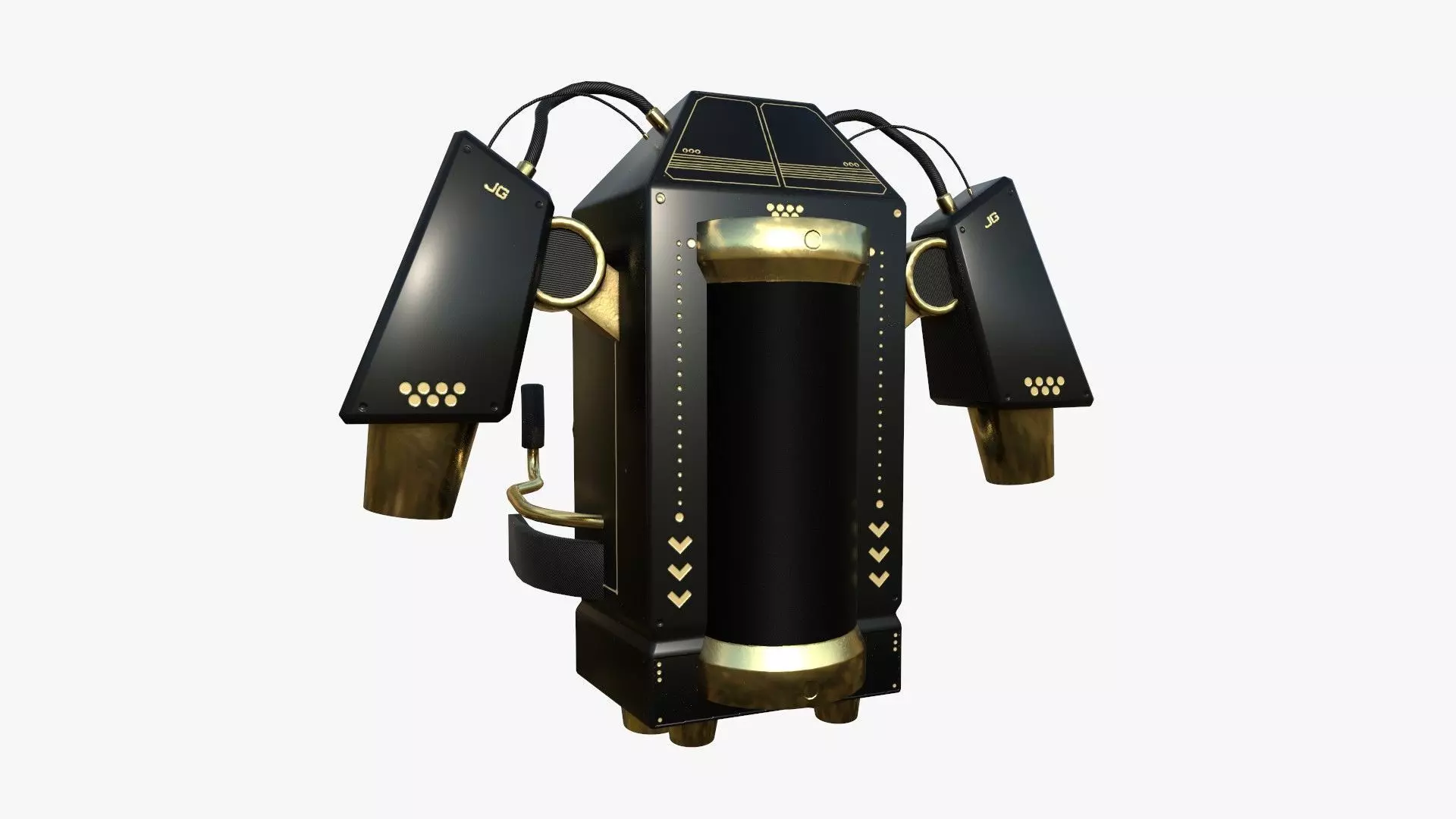 Jetpack G02 Black Golden - SciFi Character Design Low-poly 3D model_0