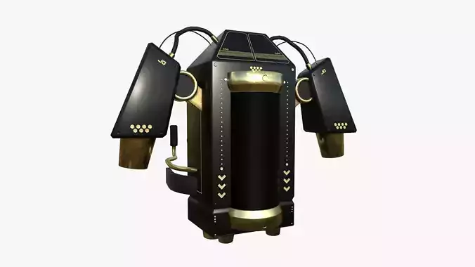 Jetpack G02 Black Golden - SciFi Character Design Low-poly 3D model