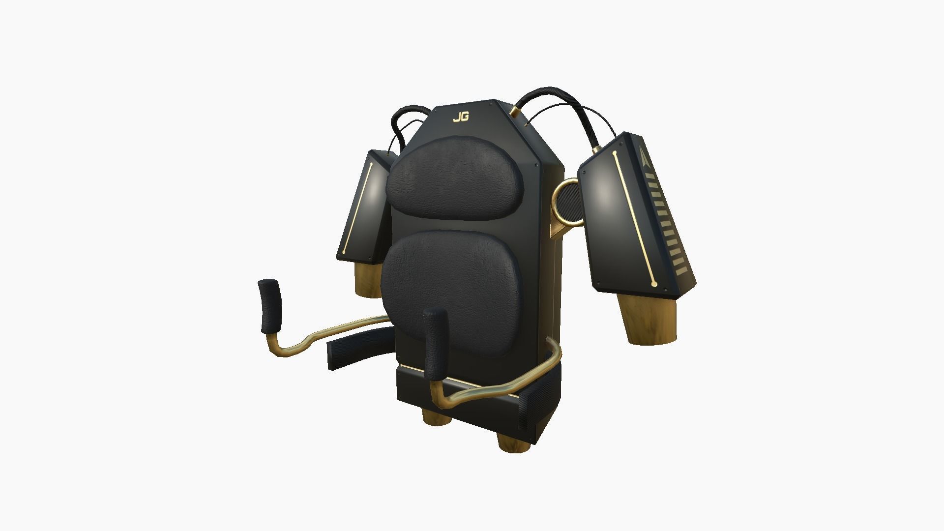 Jetpack G02 Black Golden - SciFi Character Design Low-poly 3D model_3