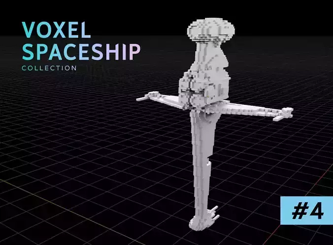 3D VOXEL SPACESHIP Collection 4