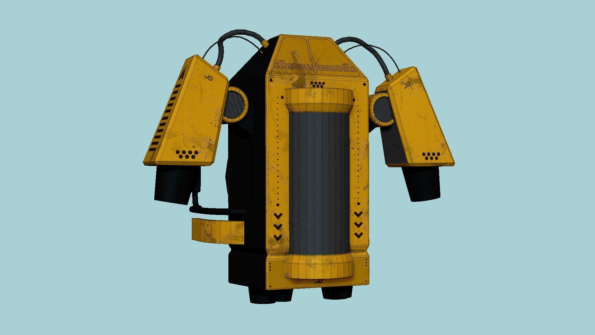 Jetpack G03 Yellow Black - SciFi Character Design Low-poly 3D model_6