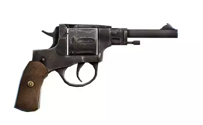 Revolver of the Nagan System Low-poly 3D model