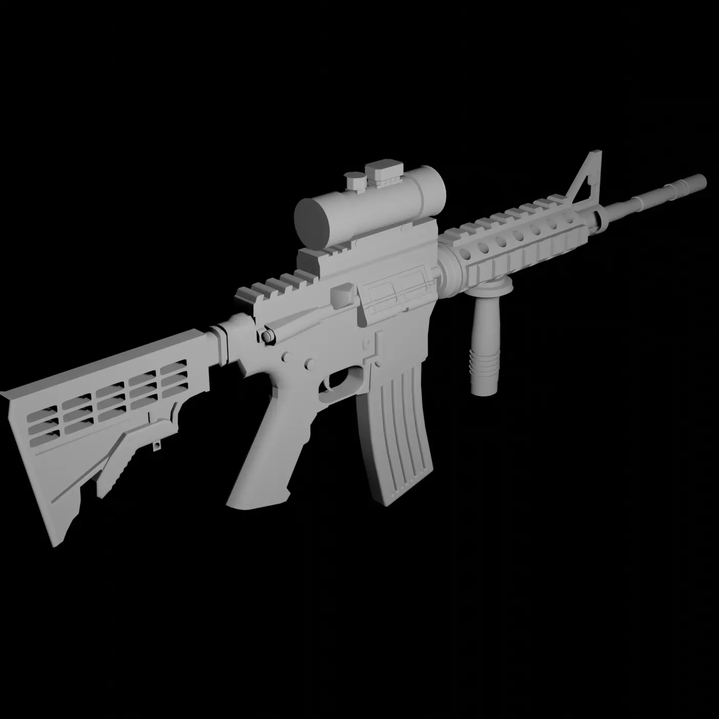 M4A1 3d gun model Low-poly 3D model_0