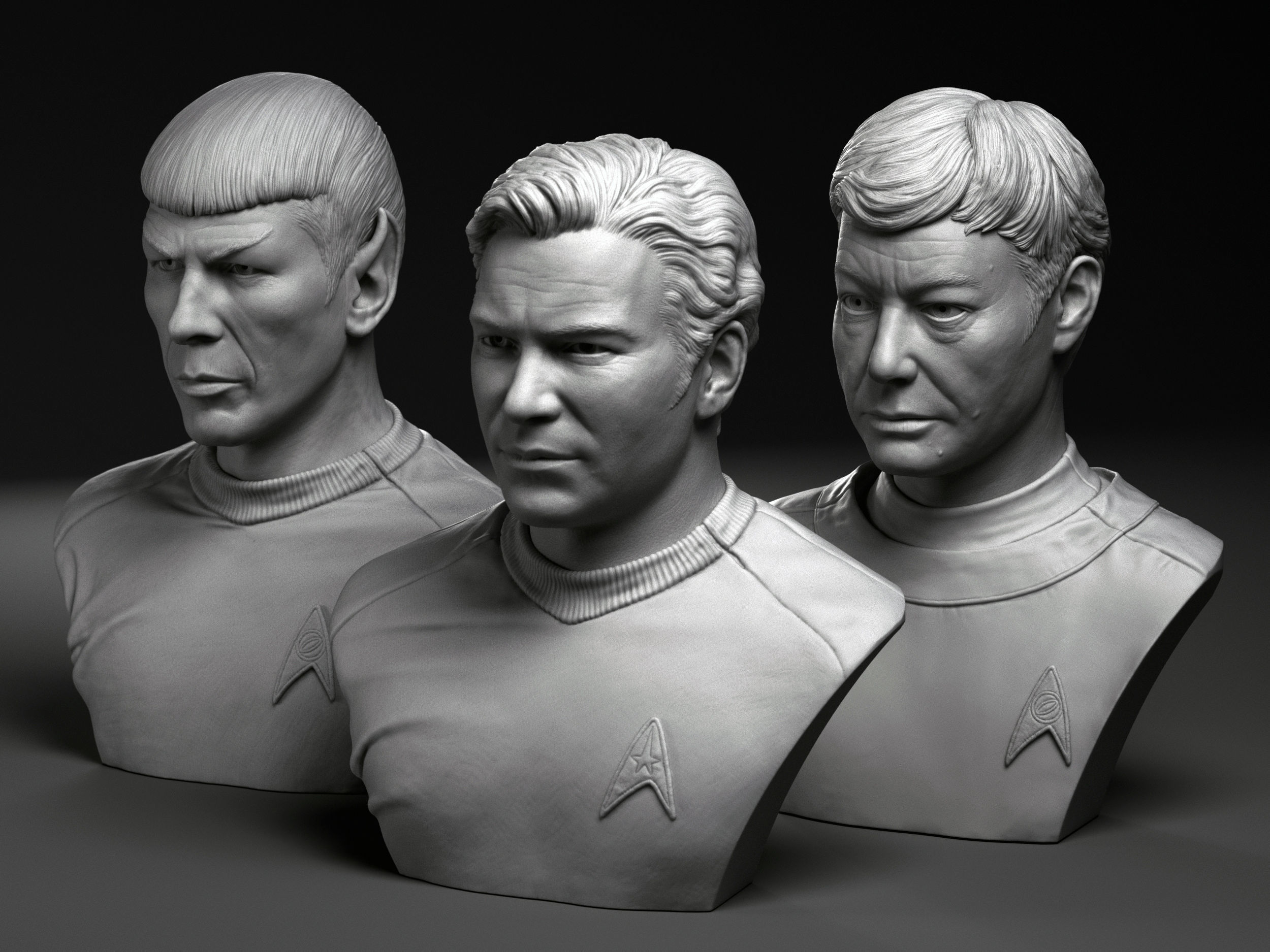 Kirk Spock and McCoy 3d printable bust collection  _4