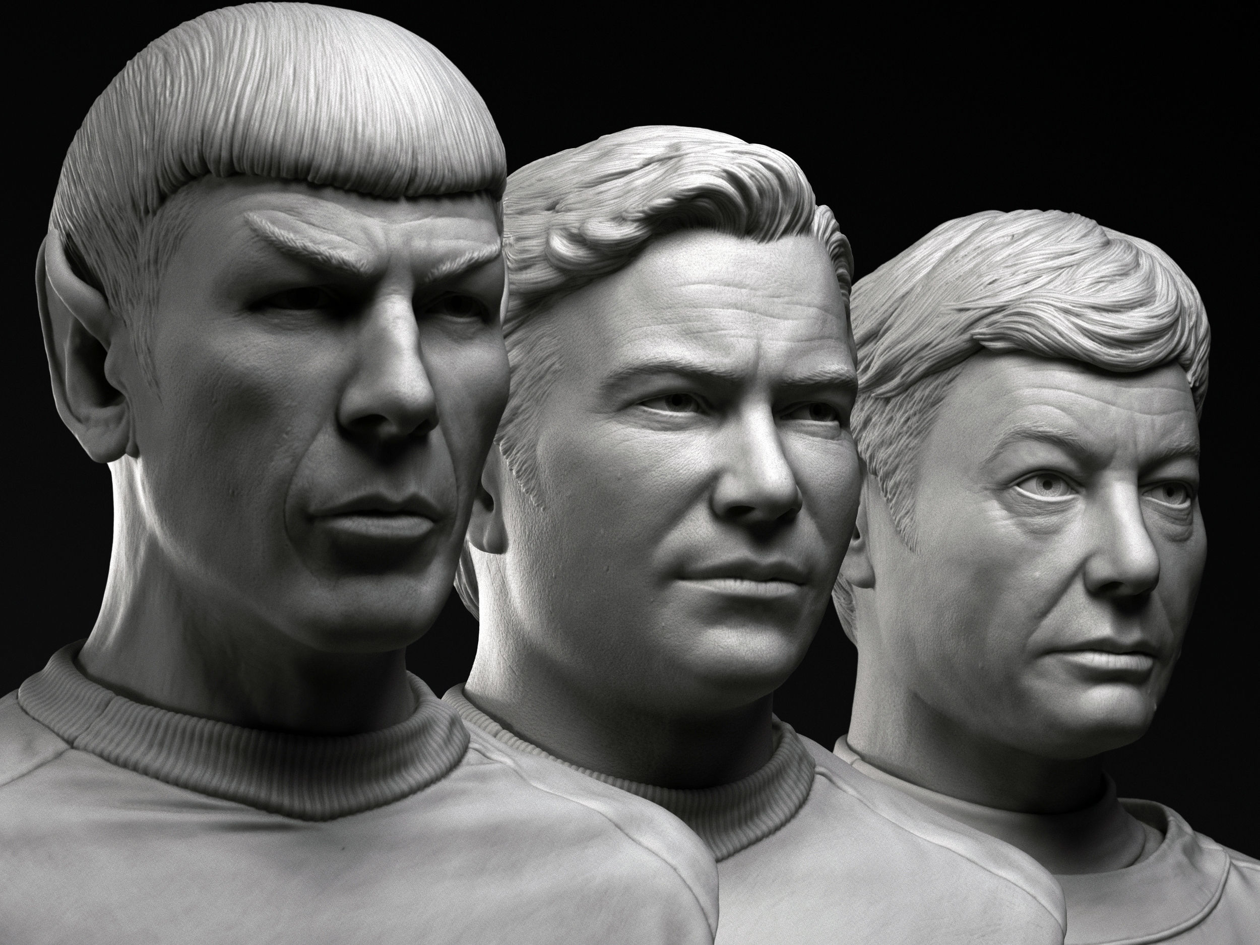 Kirk Spock and McCoy 3d printable bust collection  _1