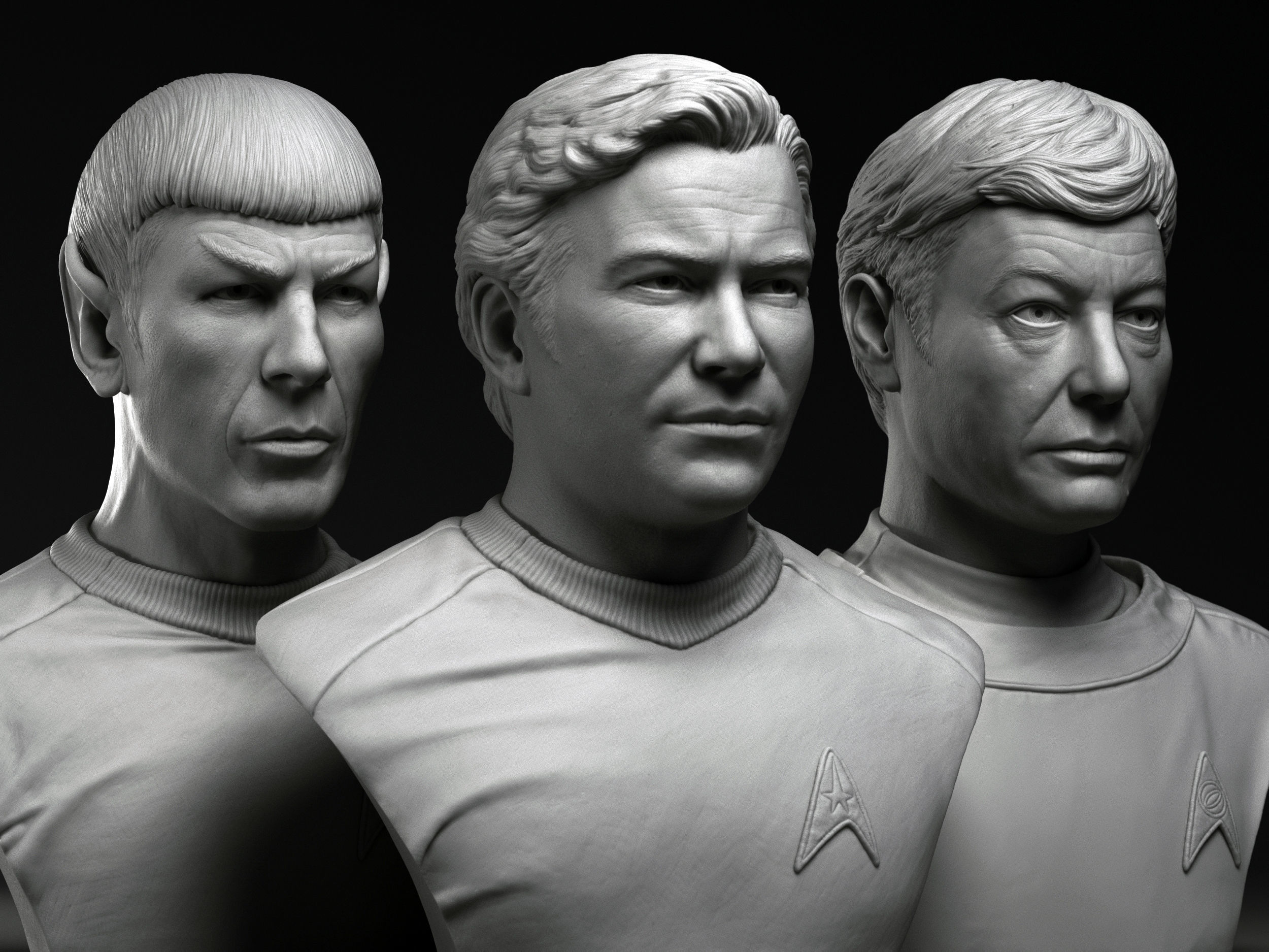 Kirk Spock and McCoy 3d printable bust collection  _2